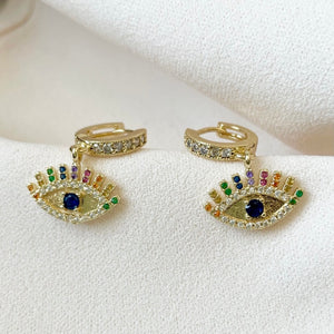 Eclectic Evil Eye Hoop Earrings