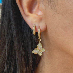 Butterfly Pavé Hoop Earrings